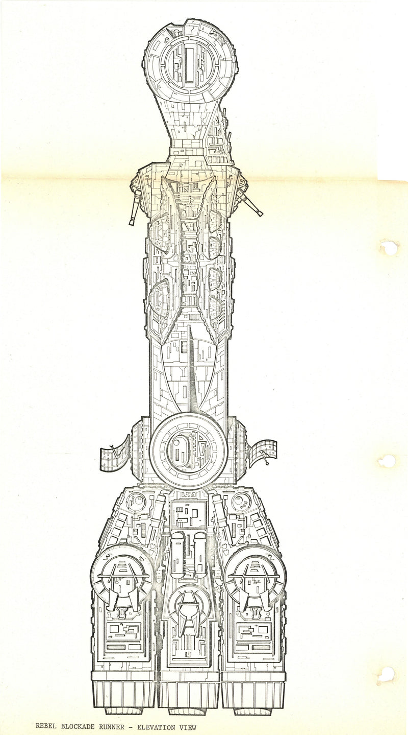 Star Wars: The Empire Strikes Back - Photostat Engineering Elevation: Side View of Rebel Blockade Runner