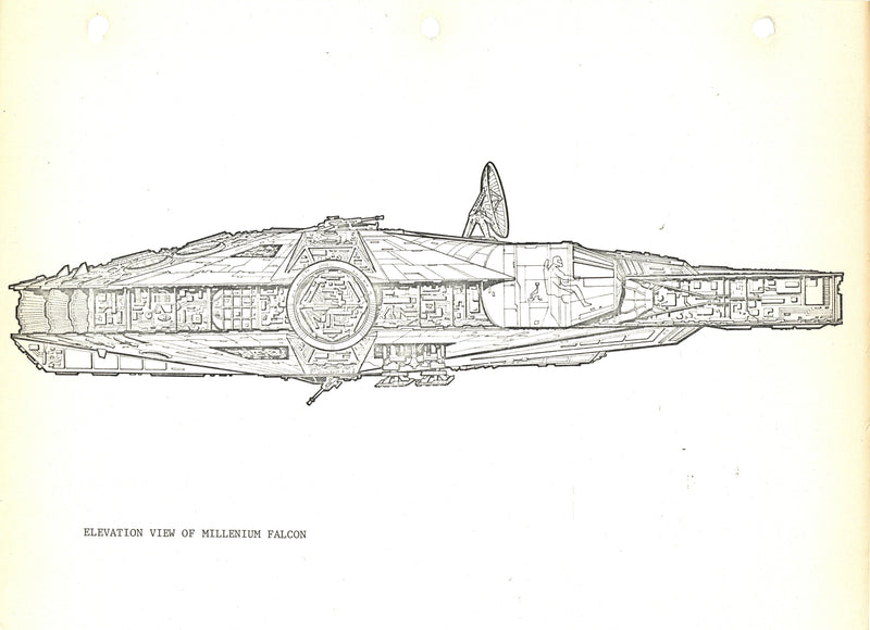 Star Wars: The Empire Strikes Back - Photostat Engineering Elevation: Side Cutaway of Millennium Falcon