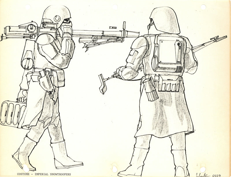 Star Wars: The Empire Strikes Back - Photostat Concept Drawing with Embedded Signature: Imperial Snowtroopers