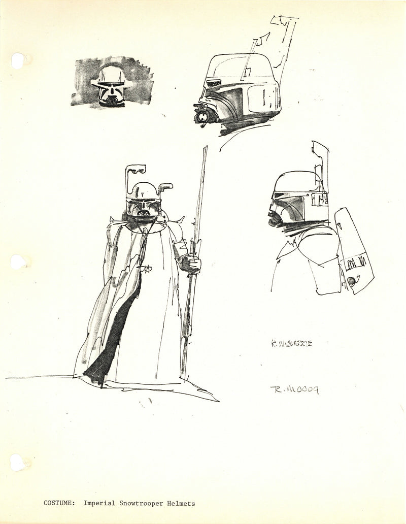 Star Wars: The Empire Strikes Back - Ralph McQuarrie Photostat Concept Drawing: Imperial Stormtrooper Helmet Designs