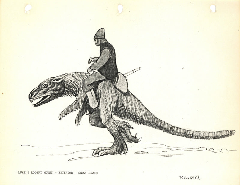 Star Wars: The Empire Strikes Back - Ralph McQuarrie Photostat Concept Drawing: Luke and Tauntaun on Hoth