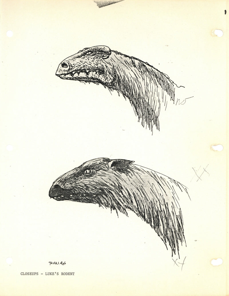 Star Wars: The Empire Strikes Back - Ralph McQuarrie Photostat Concept Drawing: Luke's Tauntaun Close-Ups