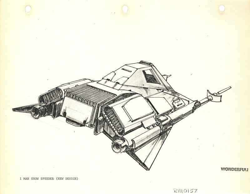 Star Wars: The Empire Strikes Back - Ralph McQuarrie Photostat Concept Drawing: One-Man Snow Speeder (New Design)