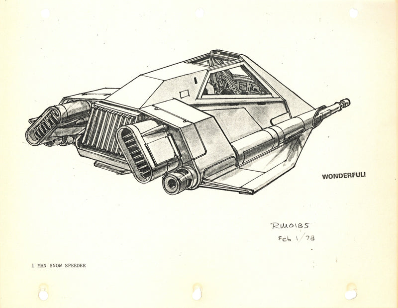 Star Wars: The Empire Strikes Back - Ralph McQuarrie Photostat Concept Drawing: One-Man Snow Speeder