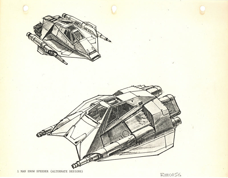 Star Wars: The Empire Strikes Back - Ralph McQuarrie Photostat Concept Drawing: Alternate One-Man Snow Speeder Designs