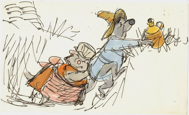 The Rescuers Storyboard Drawing: Ellie Mae, Luke