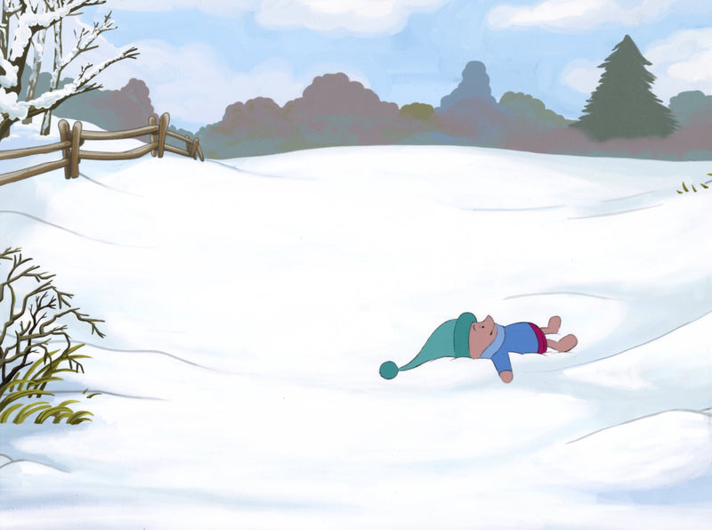 Winnie the Pooh Original Production Cel with Matching Drawing: Piglet