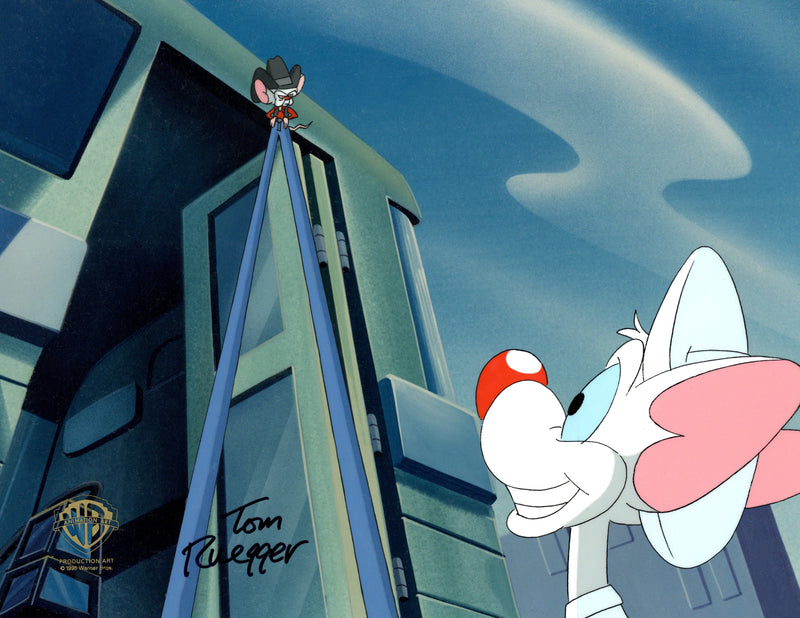 Pinky And The Brain Original Production Cel Signed by Tom Ruegger: Pinky, Brain