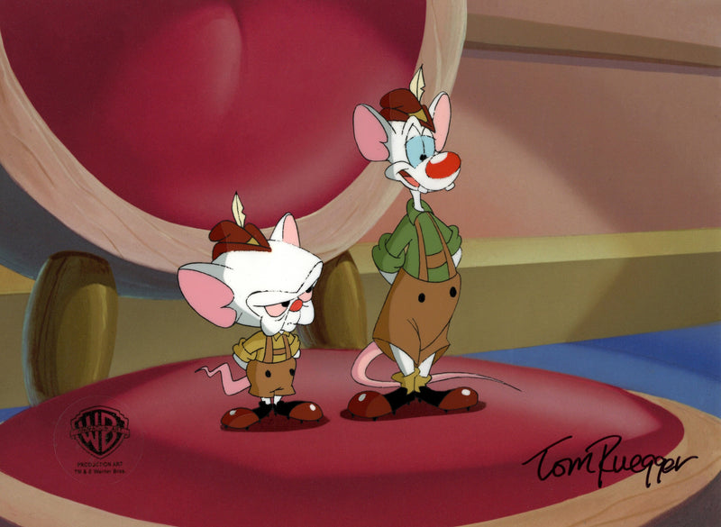 Pinky And The Brain Original Production Cel Signed by Tom Rugger: Pinky, Brain