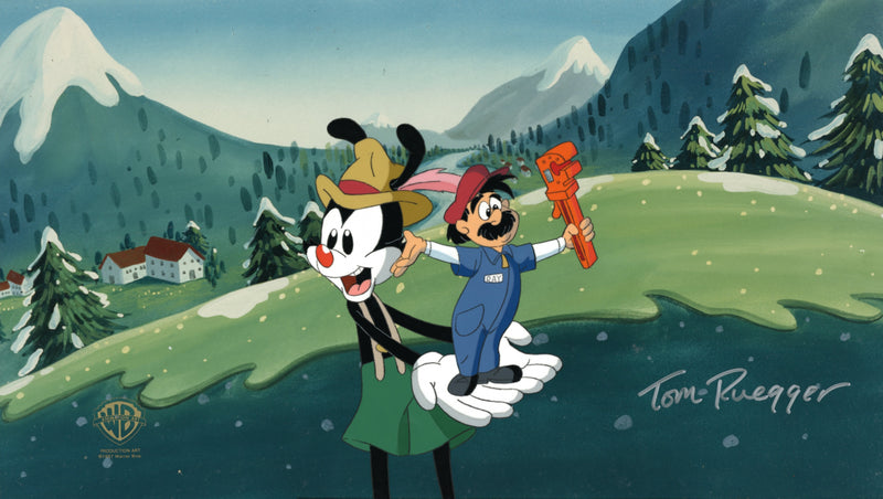 Animaniacs Original Panoramic Production Cel Signed by Tom Ruegger: Yakko, Ray