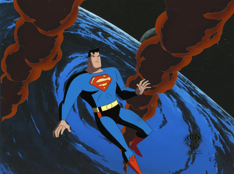 Superman The Animated Series Original Production Cel with Matching Drawing: Superman