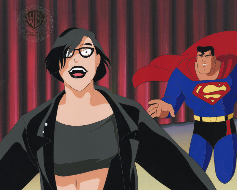 Superman The Animated Series Original Production Cel with Matching Drawing: Leslie, Superman