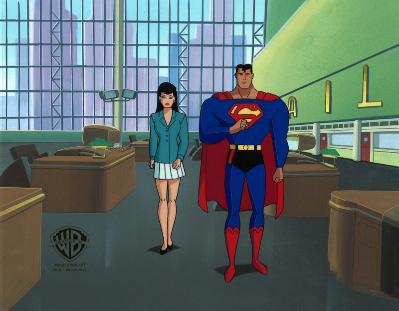 Superman the Animated Series Original Production Cel on Original Background: Superman, Lois Lane