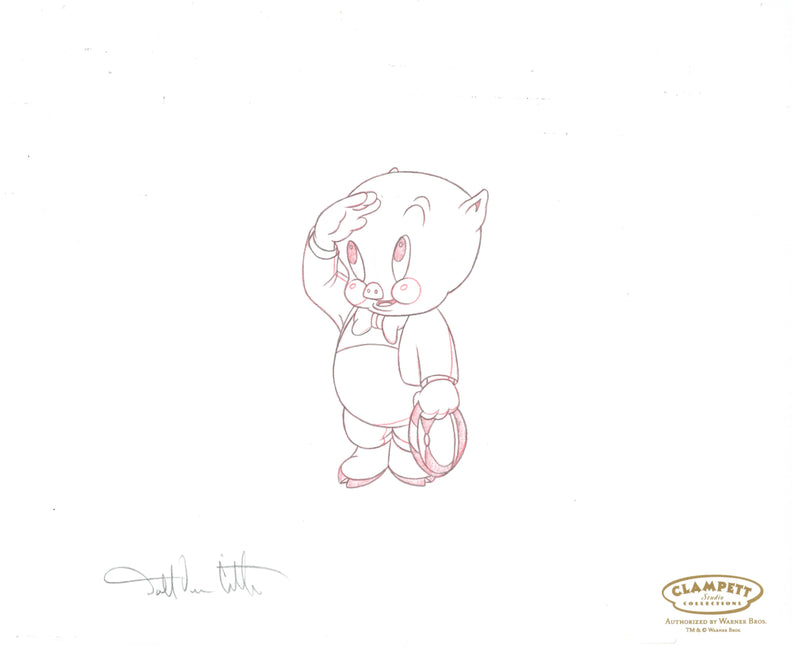 Porky Pig Original Drawing Signed by Darrell Van Citters Based on "Old Glory" (1939)