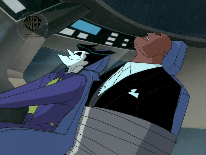 Superman The Animated Series Original Production Cel on Original Background: Joker, Lex Luthor