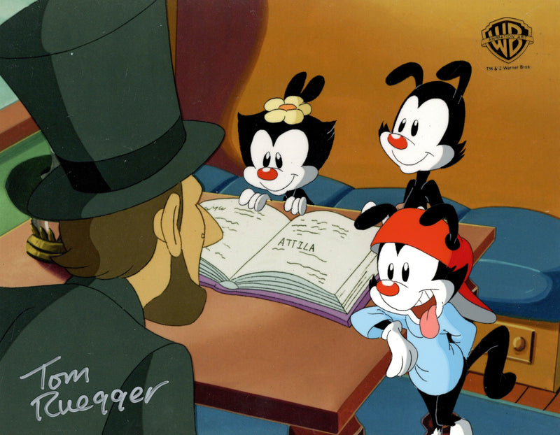 Animaniacs Original Production Cel Signed by Tom Ruegger: Yakko, Wakko, Dot, Lincoln