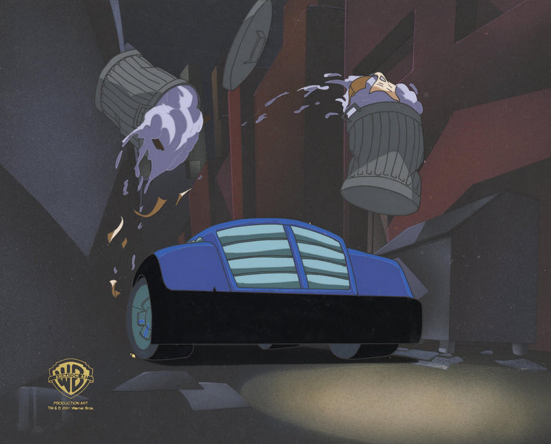 Batman The Animated Series Original Production Cel on Original Background: Batmobile