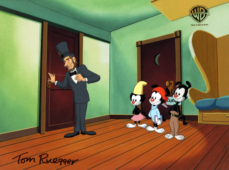 Animaniacs Original Production Cel Signed by Tom Ruegger: Yakko, Wakko, Dot, Lincoln