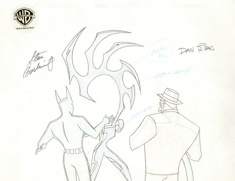 Batman Beyond Original Production Drawing Signed by Dan Riba and Stan Berkowitz: Batman, Inque, Bruce Wayne