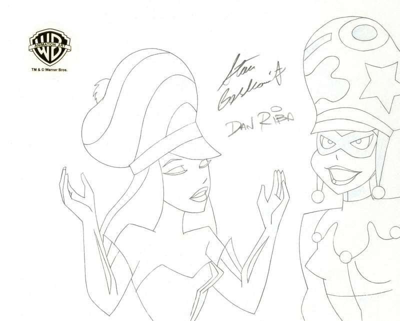 The New Batman Adventures Original Production Drawing Signed by Dan Riba and Stan Berkowitz: Harley, Ivy