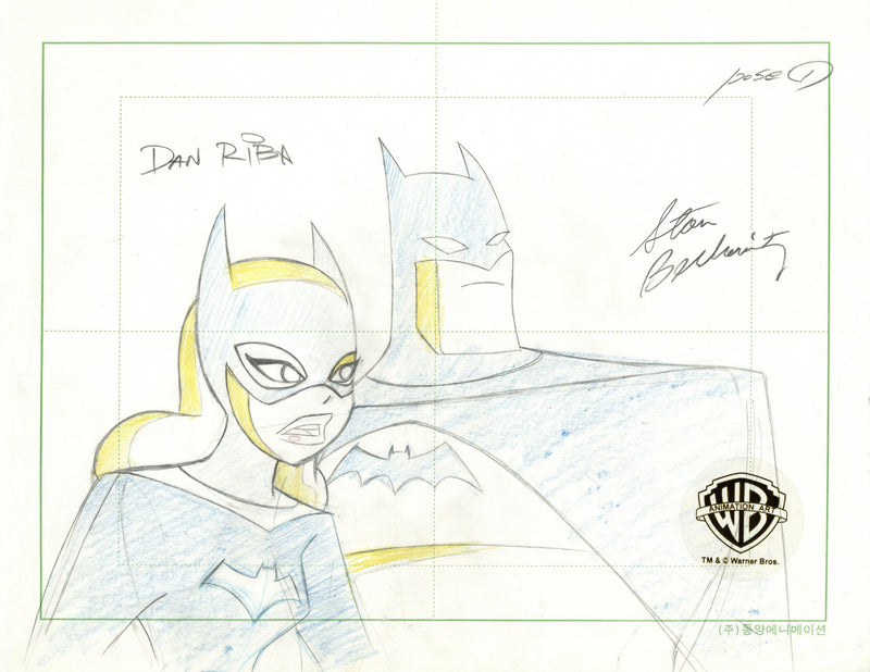 The New Batman Adventures Original Production Drawing Signed by Dan Riba and Stan Berkowitz: Batman, Batgirl