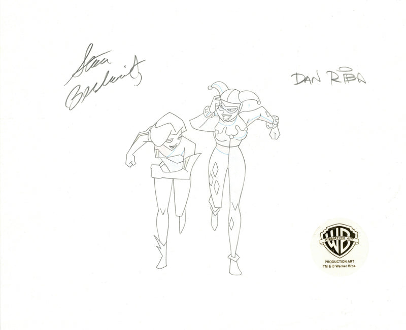 The New Batman Adventures Original Production Drawing Signed by Dan Riba and Stan Berkowitz: Harley, Ivy
