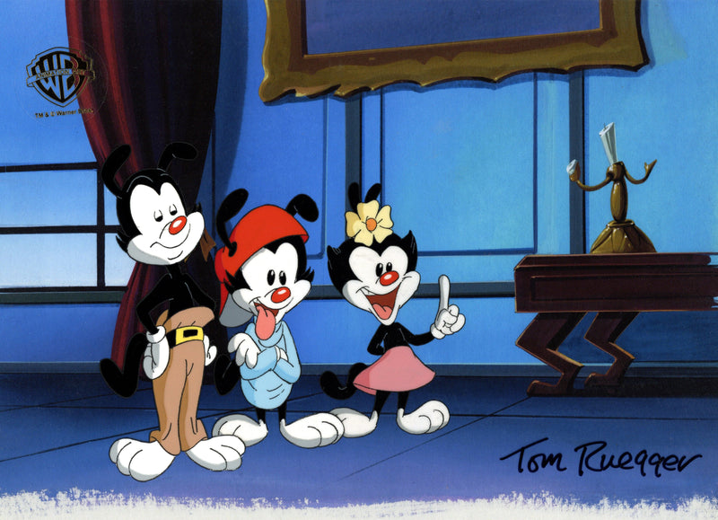 Animaniacs Original Production Cel Signed by Tom Ruegger: Wakko, Yakko, Dot