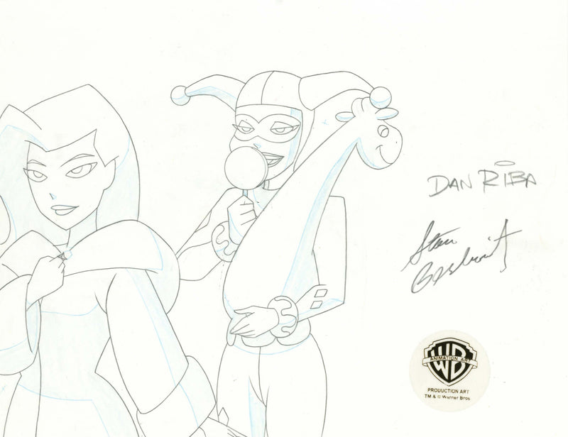 The New Batman Adventures Original Production Drawing Signed by Dan Riba and Stan Berkowitz: Harley, Ivy
