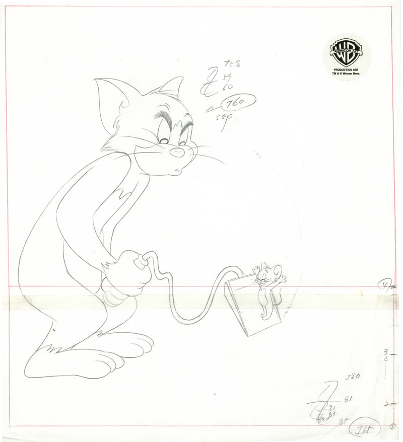 Tom and Jerry Original Production Drawing: Tom, Jerry