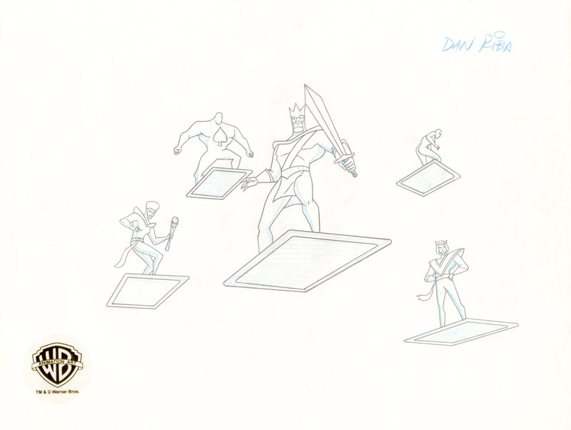 Batman Beyond Original Production Drawing Signed by Dan Riba: Royal Flush Gang