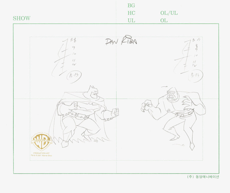 The New Batman Adventures Original Production Drawing Signed by Dan Riba: Frank Miller Batman, Mutant Leader