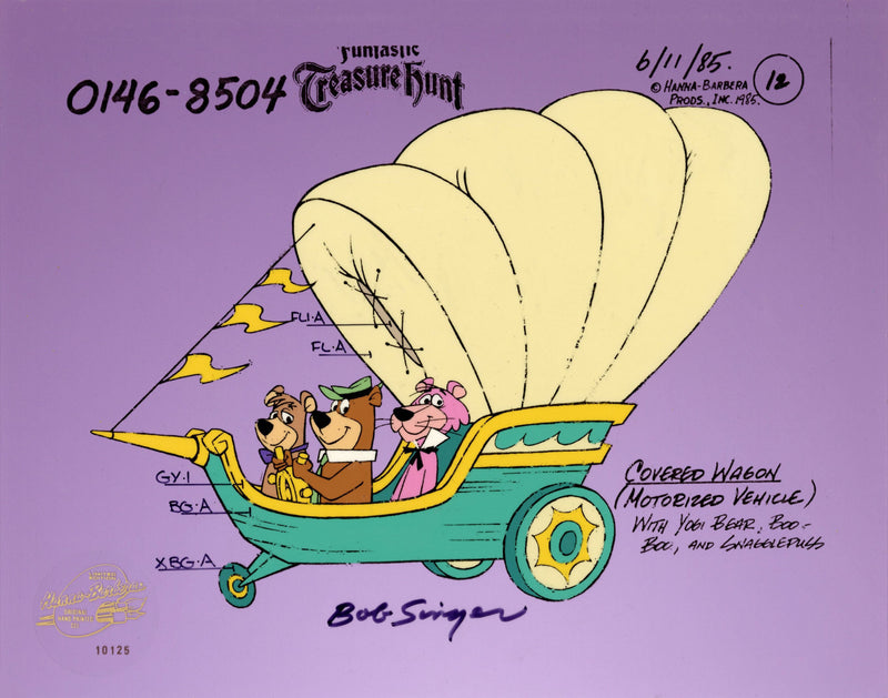 Yogi's Treasure Hunt Color Model Cel Signed by Bob Singer: Yogi Bear, Boo-Boo, Snagglepuss