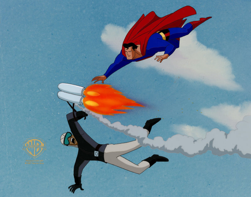 Superman The Animated Series Original Production Cel with Matching Drawing: Superman