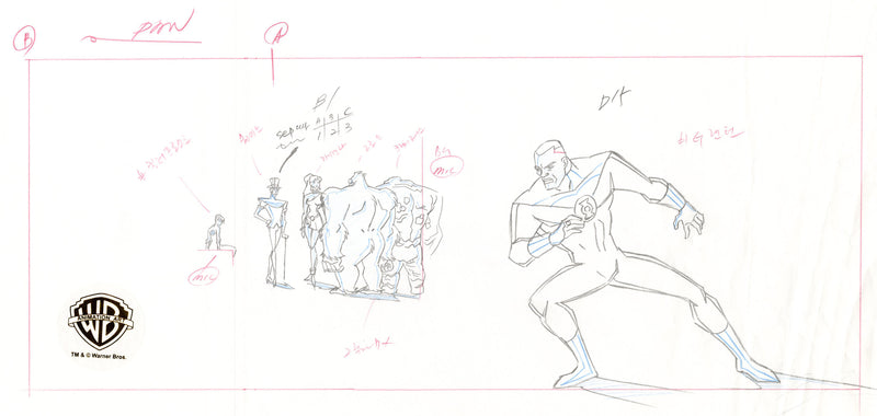 Justice League Original Production Drawing (Panoramic Layout): Green Lantern, Secret Society