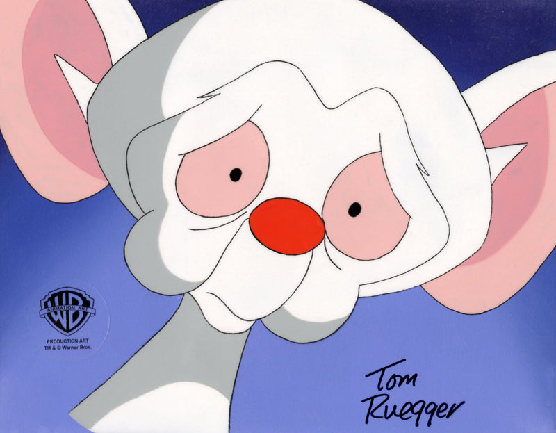Pinky And The Brain Original Production Cel on Original Background Signed by Tom Ruegger: Brain