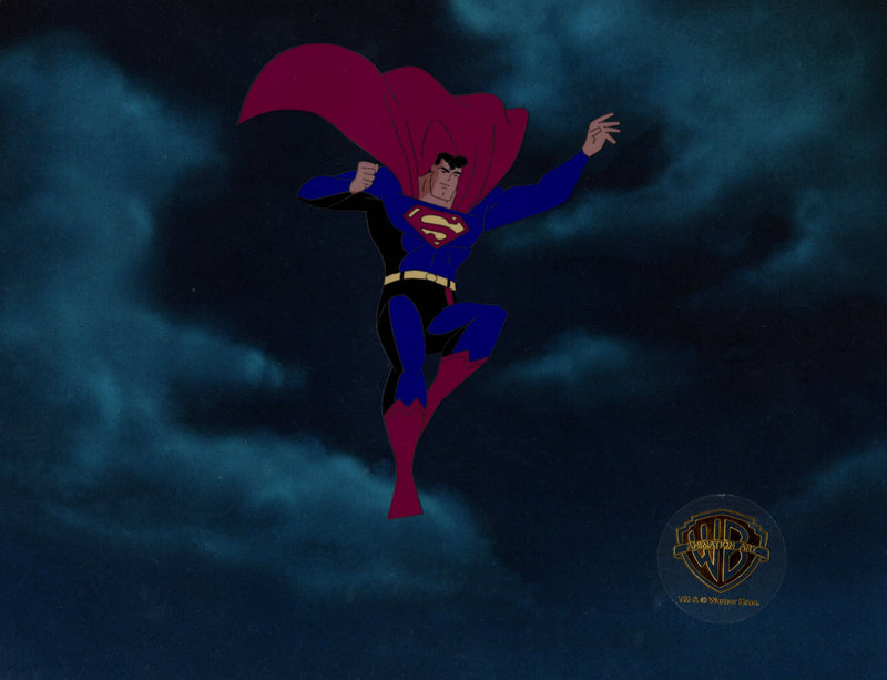 Superman The Animated Series Original Production Cel with Matching Drawing: Superman