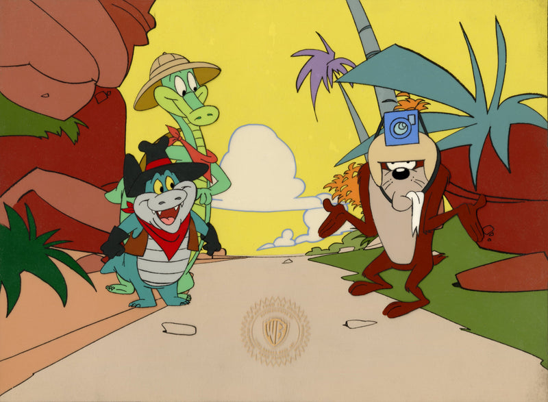 Looney Tunes Original Production Cel on Original Background: Taz, Axl Gator, Bull Gator