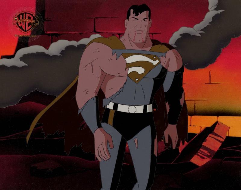 Superman The Animated Series Original Production Cel with Matching Drawings: Superman