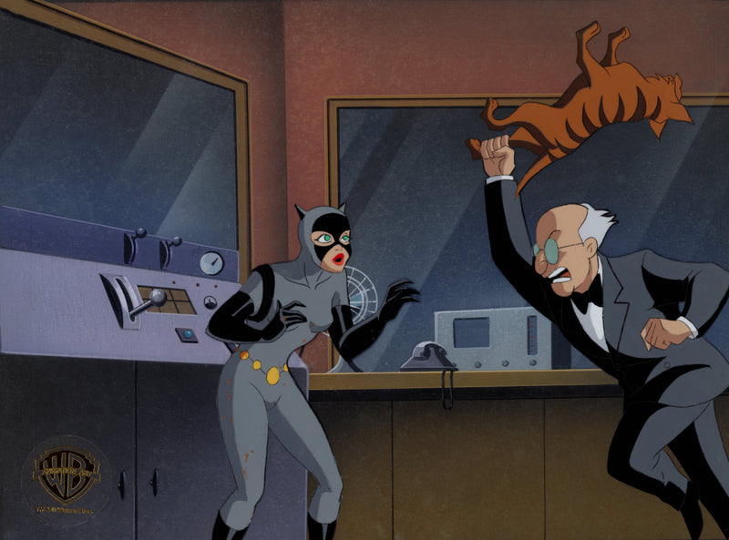 Batman The Animated Series Original Production Cel On Original Background: Catwoman, Ventriloquist