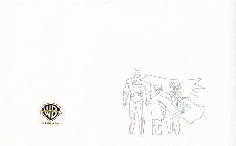 Static Shock Original Production Drawing: Batman, Robin, Static Shock