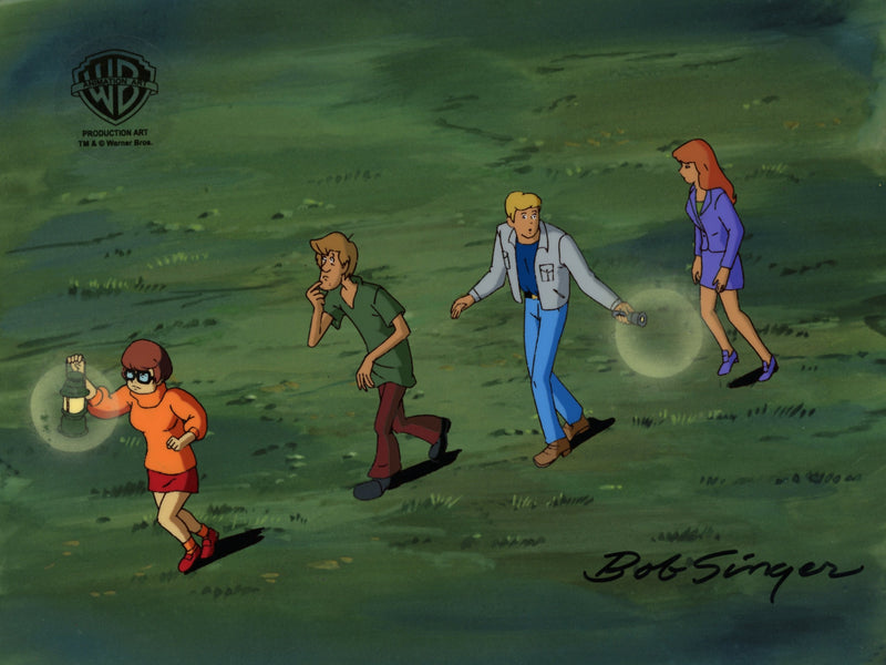 Scooby-Doo and the Witch's Ghost Original Production Cel with Matching Drawing Signed by Bob Singer: Velma, Shaggy, Fred, Daphne