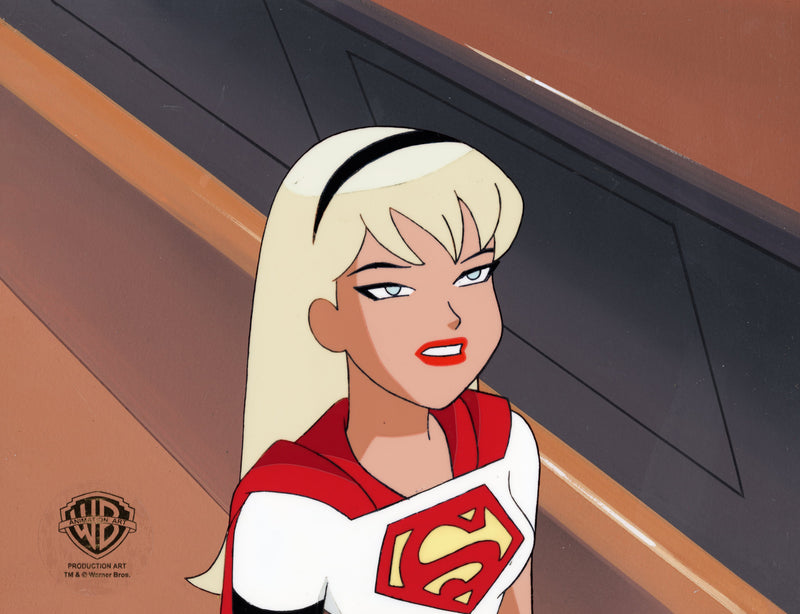 Superman The Animated Series Original Production Cel on Original Background with Matching Drawing: Supergirl