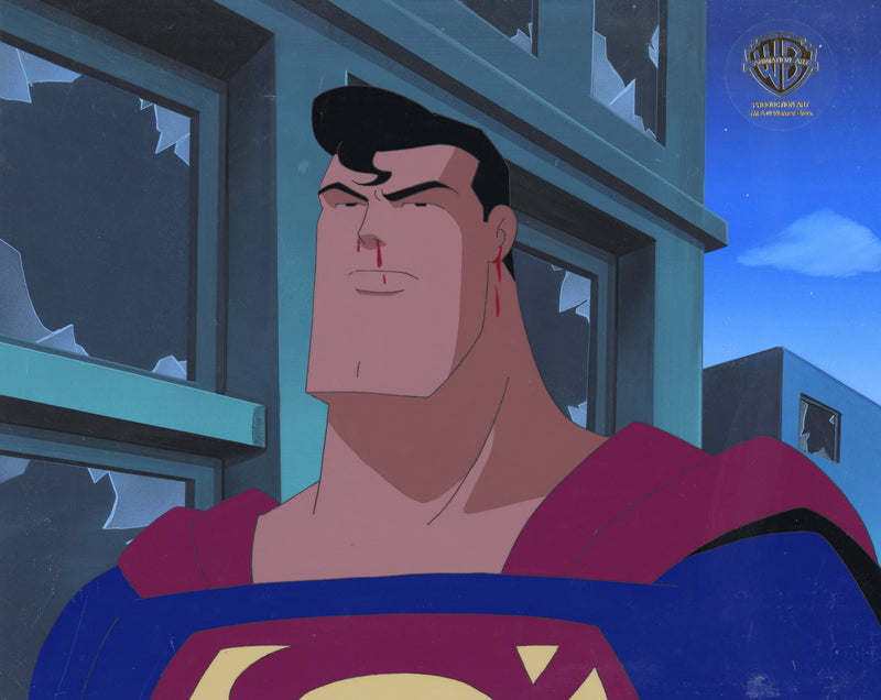 Superman: The Animated Series Production Cel on Original Background: Superman