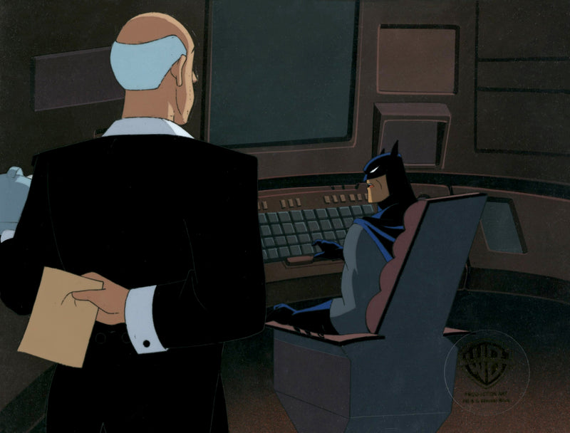 Batman The Animated Series Original Production Cel on Original Background: Batman and Alfred