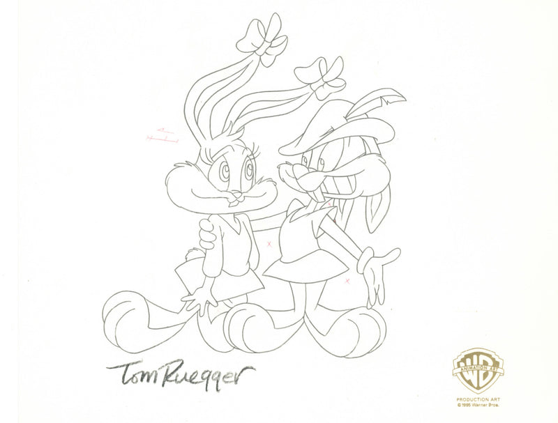 Tiny Toons Original Production Drawing Signed by Tom Ruegger: Buster and Babs
