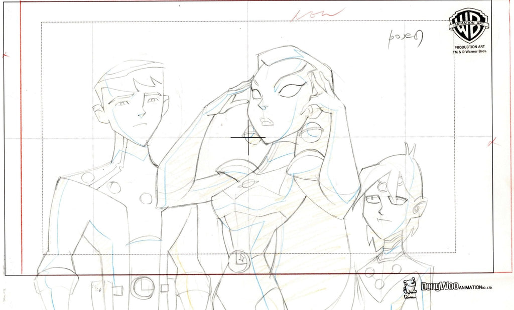 Legion of Superheroes Original Production Drawing: Saturn Girl, Cosmic Boy, Brainiac 5 - Choice Fine Art